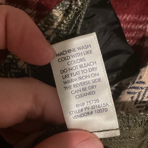 BKE Women Pieced Plaid Corduroy Shacket Size Large Patchwork Green Buckle Casual - Picture 12 of 15